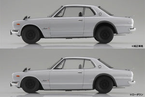 Aoshima Snap Kit 01-SL KPGC10 Skyline HT GT-R 1970 Silver 1/24 Model Kit - A-Z Toy Hobby