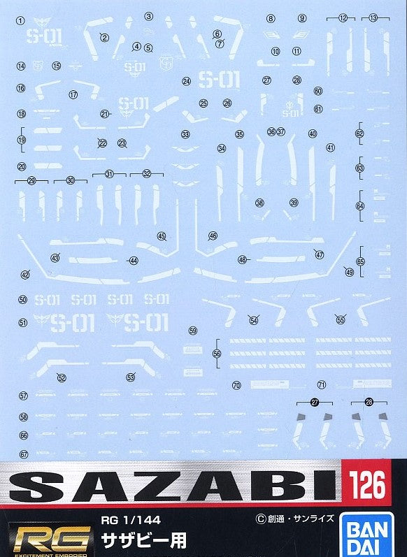 Bandai Gundam Decal GD-126 RG Sazabi 1/144 Decal - A-Z Toy Hobby