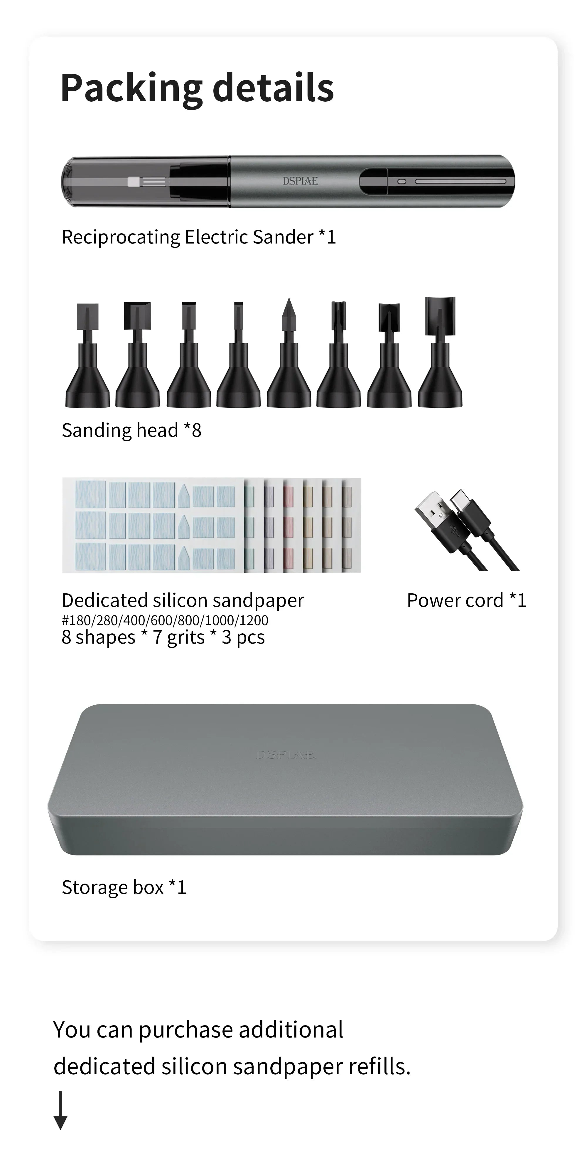 DSPIAE Sandpaper Refills For ES-A Illusive Shadows Reciprocating Sander