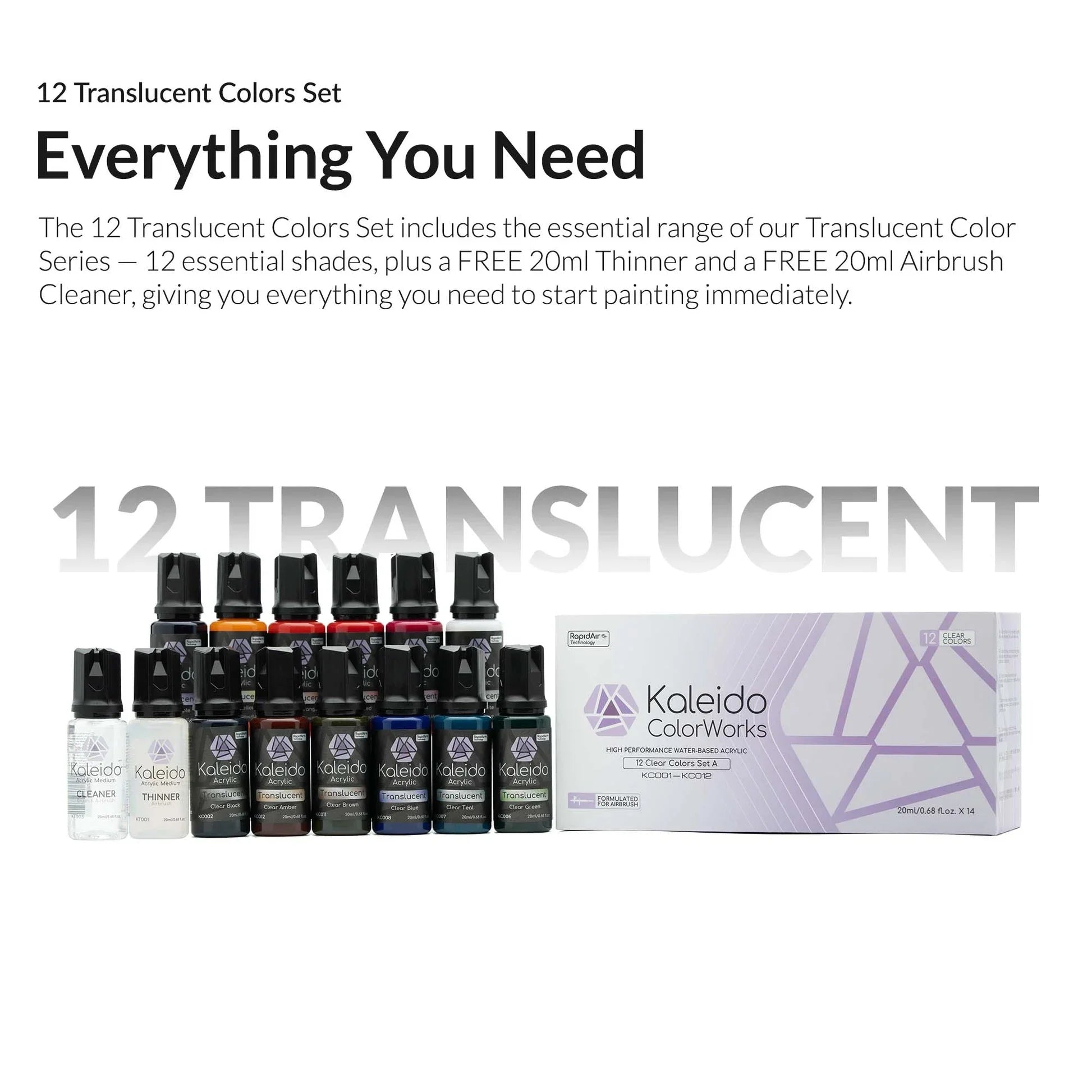Kaleido 12 Translucent Colors Paint Set
