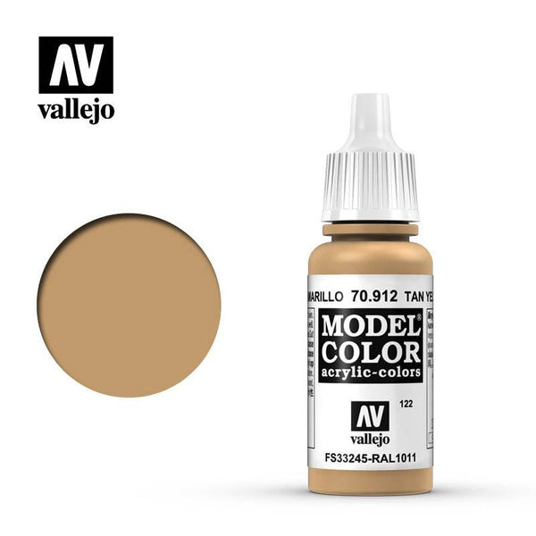 Vallejo 70912 Model Color 122 Tan Yellow Paint 17ml - A-Z Toy Hobby