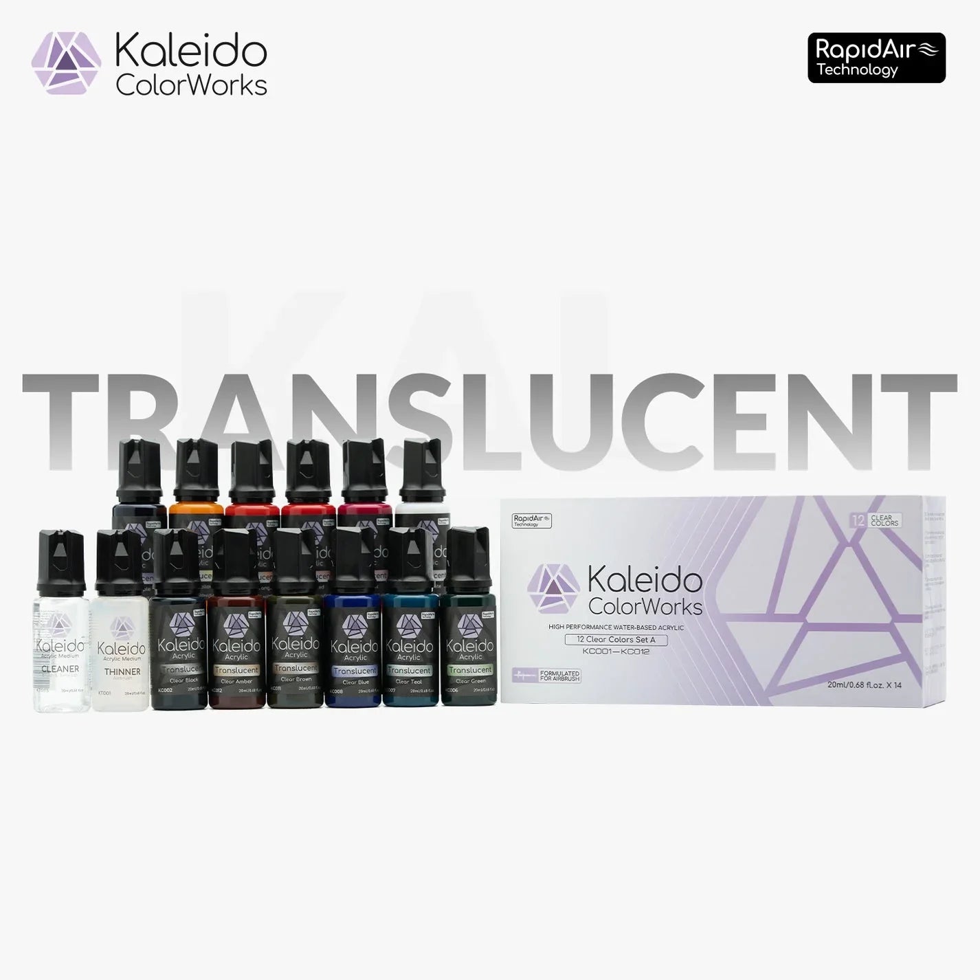 Kaleido 12 Translucent Colors Paint Set