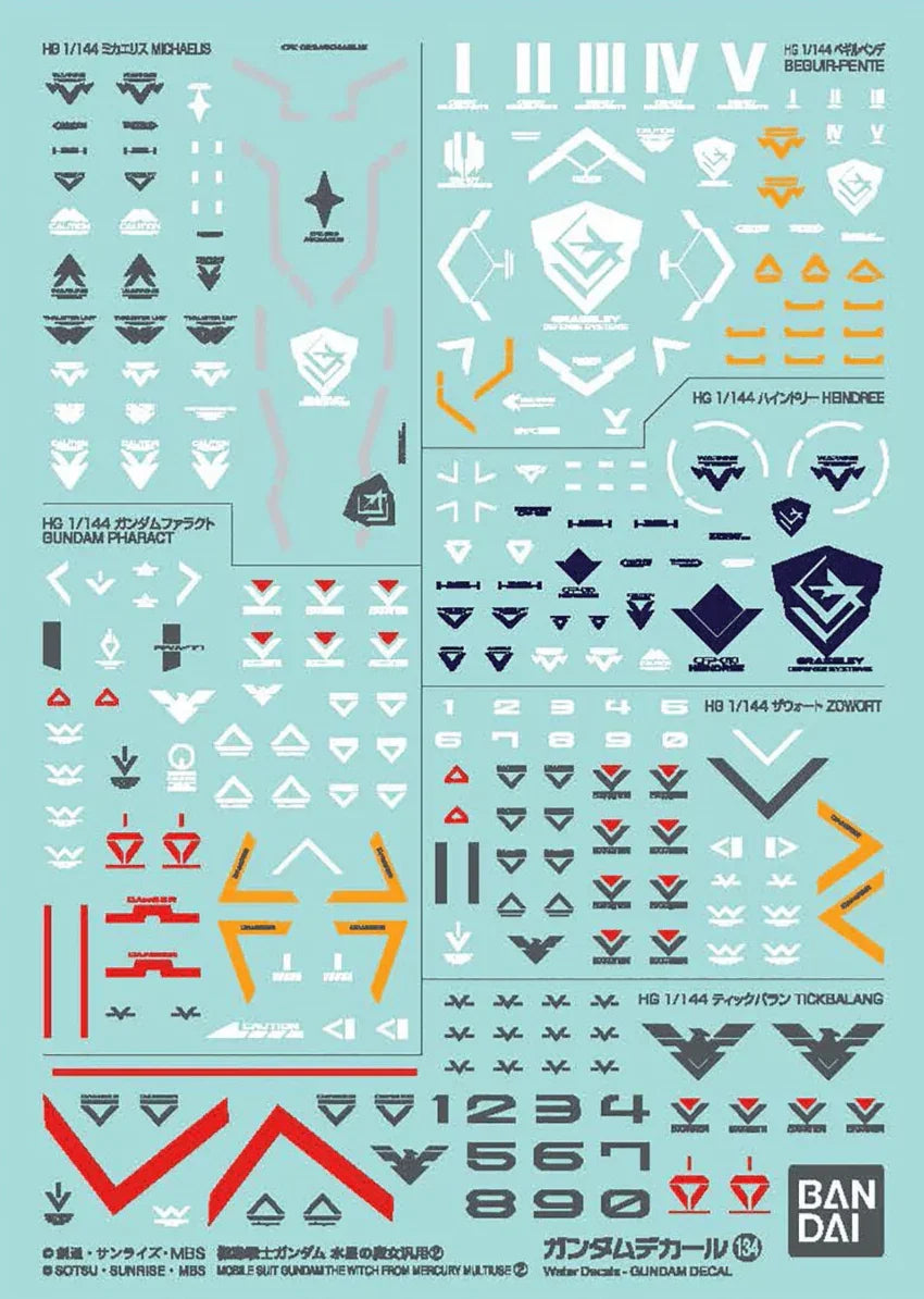 Bandai Gundam Decal GD-134 The Witch From Mercury Multiuse 2 1/144 Decal - A-Z Toy Hobby