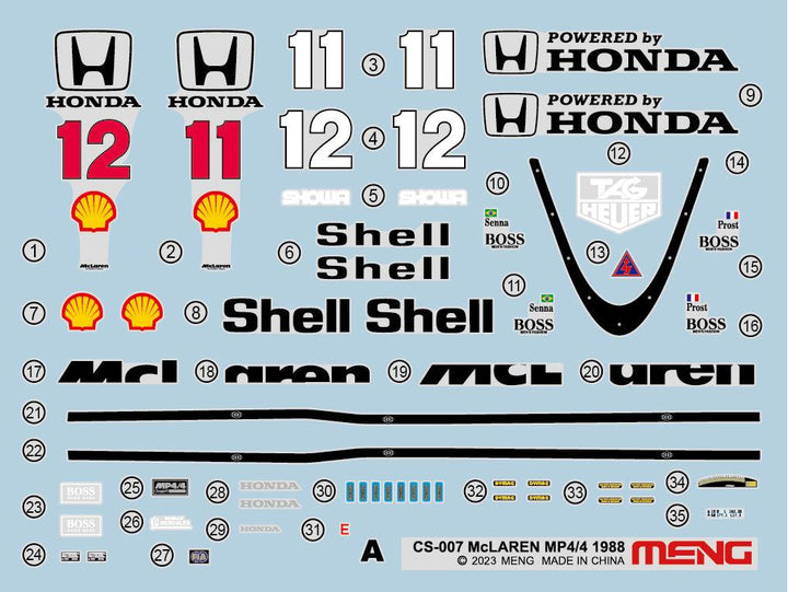 Meng 1988 McLaren MP4/4 1/24 Model Kit - A-Z Toy Hobby