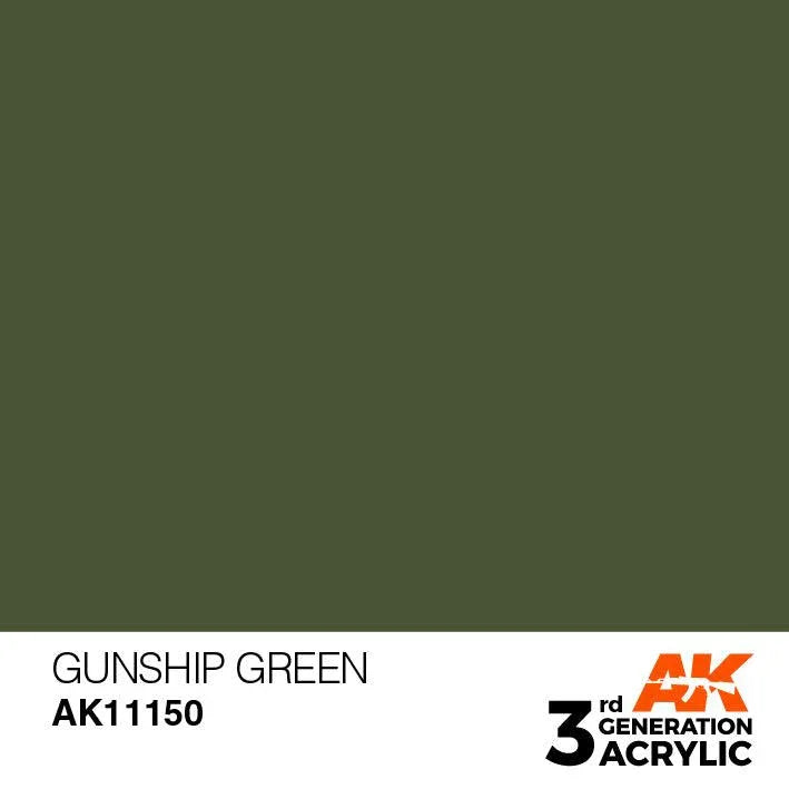 AK Interactive AK11150 3G Gunship Green Acrylic Paint 17ml - A-Z Toy Hobby