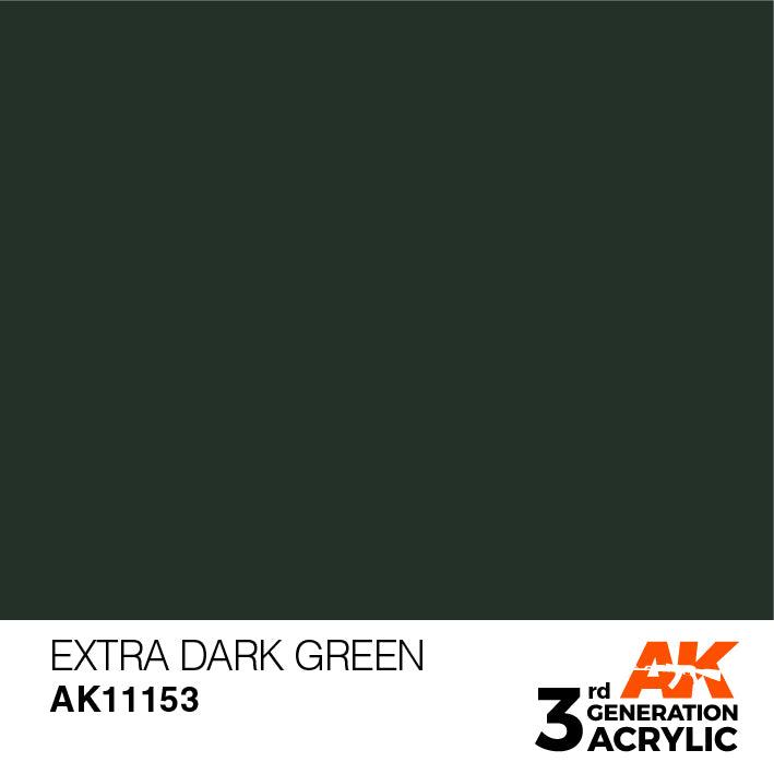 AK Interactive AK11153 3G Extra Dark Green Acrylic Paint 17ml - A-Z Toy Hobby