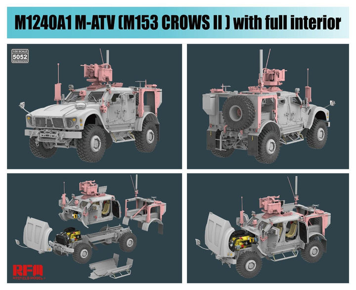 Ryefield Model 5052 M1240A1 M-ATV M153 CROWS II with Full Interior 1/35 Model Kit - A-Z Toy Hobby