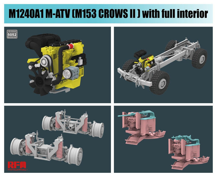 Ryefield Model 5052 M1240A1 M-ATV M153 CROWS II with Full Interior 1/35 Model Kit - A-Z Toy Hobby