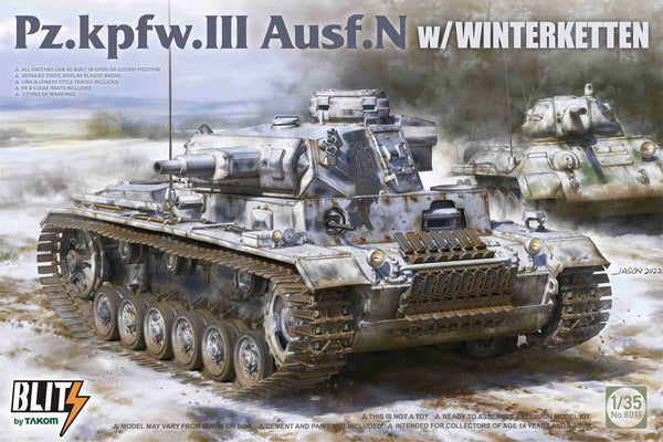 Takom 8011 Panzer Pz.Kpfw.III Ausf.N with Winterketten 1/35 Model Kit - A-Z Toy Hobby