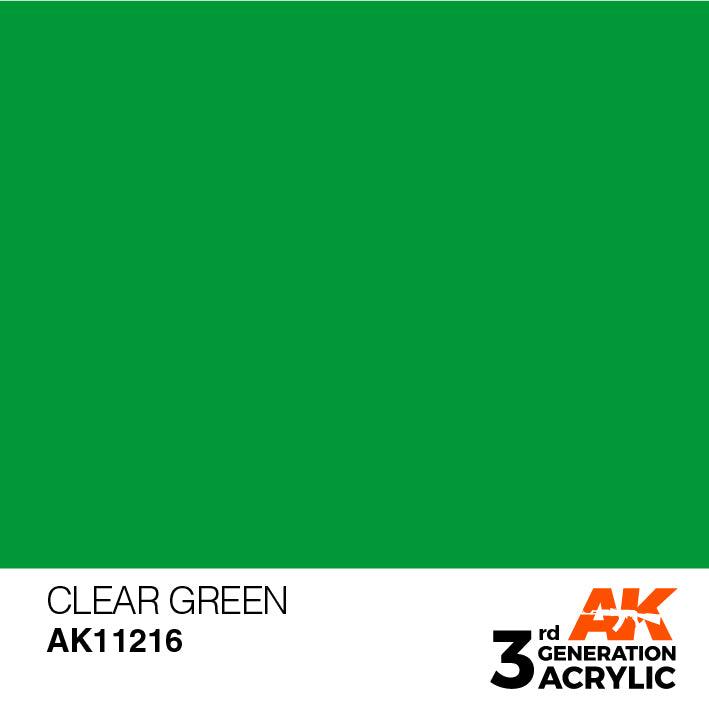 AK Interactive AK11216 3G Clear Green Acrylic Paint 17ml - A-Z Toy Hobby