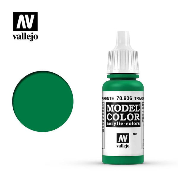 Vallejo 70936 Model Color 188 Transparent Green Paint 17ml - A-Z Toy Hobby