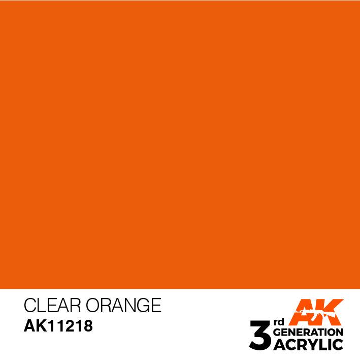 AK Interactive AK11218 3G Clear Orange Acrylic Paint 17ml - A-Z Toy Hobby