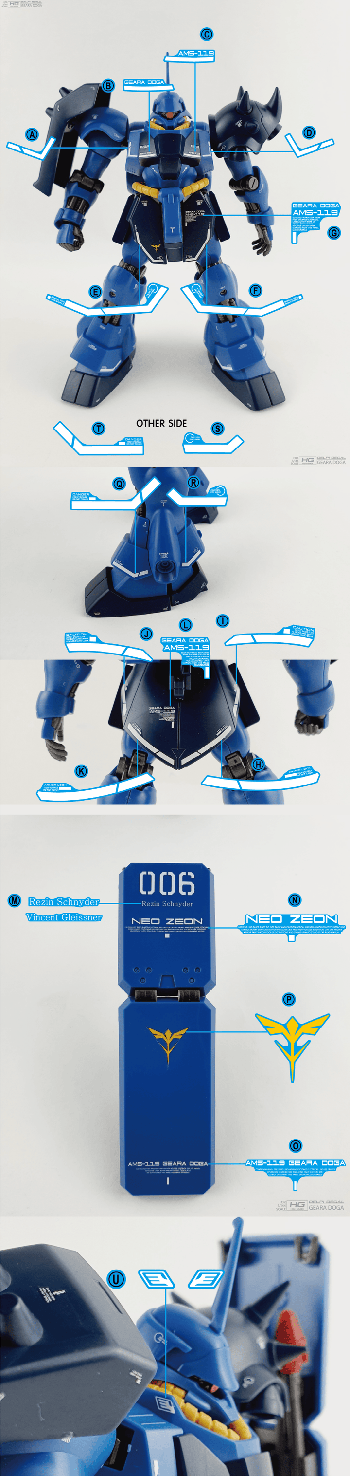 Delpi Water Decal For HG Geara Doga - A-Z Toy Hobby