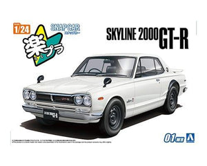 Aoshima Snap Kit 01-WH PGC10 Skyline HT 2000GT-R 1971 White 1/24 Model Kit - A-Z Toy Hobby
