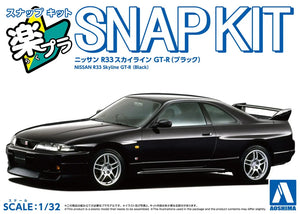 Aoshima Snap Kit 21-BK Nissan R33 Skyline GT-R (Black) 1/32 Model Kit - A-Z Toy Hobby