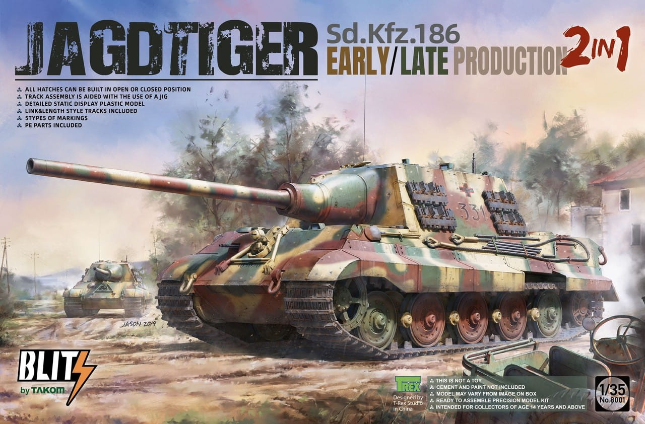Takom 8001 Sd.Kfz.186 Jagdtiger Early/Late production 2 in 1 Tank 1/35 Model Kit
