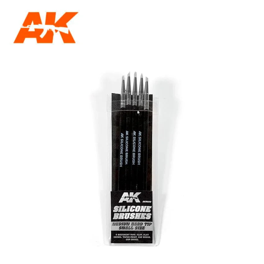 AK Interactive AK9085 Silicone Brushes Medium Hard Tip - Small (5pcs) - A-Z Toy Hobby