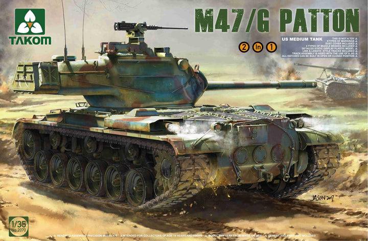 Takom 2070 US M47/G Patton Tank 2 in 1 1/35 Model Kit - A-Z Toy Hobby