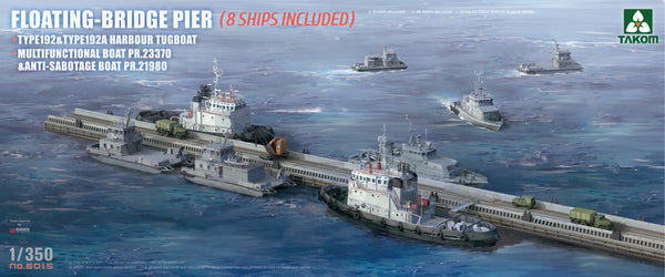 Takom 6015 Floating-Bridge Pier (8 Ships Included) 1/350 Model Kit