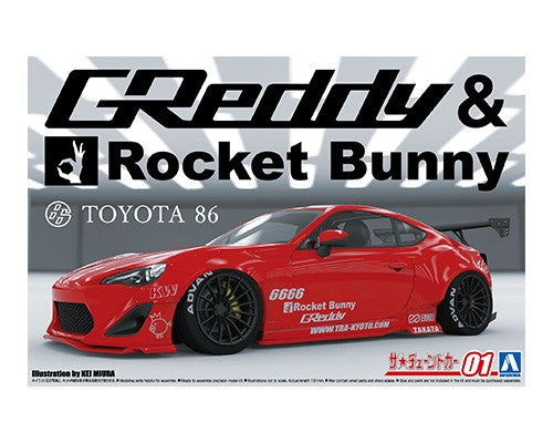 Aoshima 06186 Toyota 1986 12 Greddy & Rocket Bunny Enkei Ver. 1/24 Model Kit