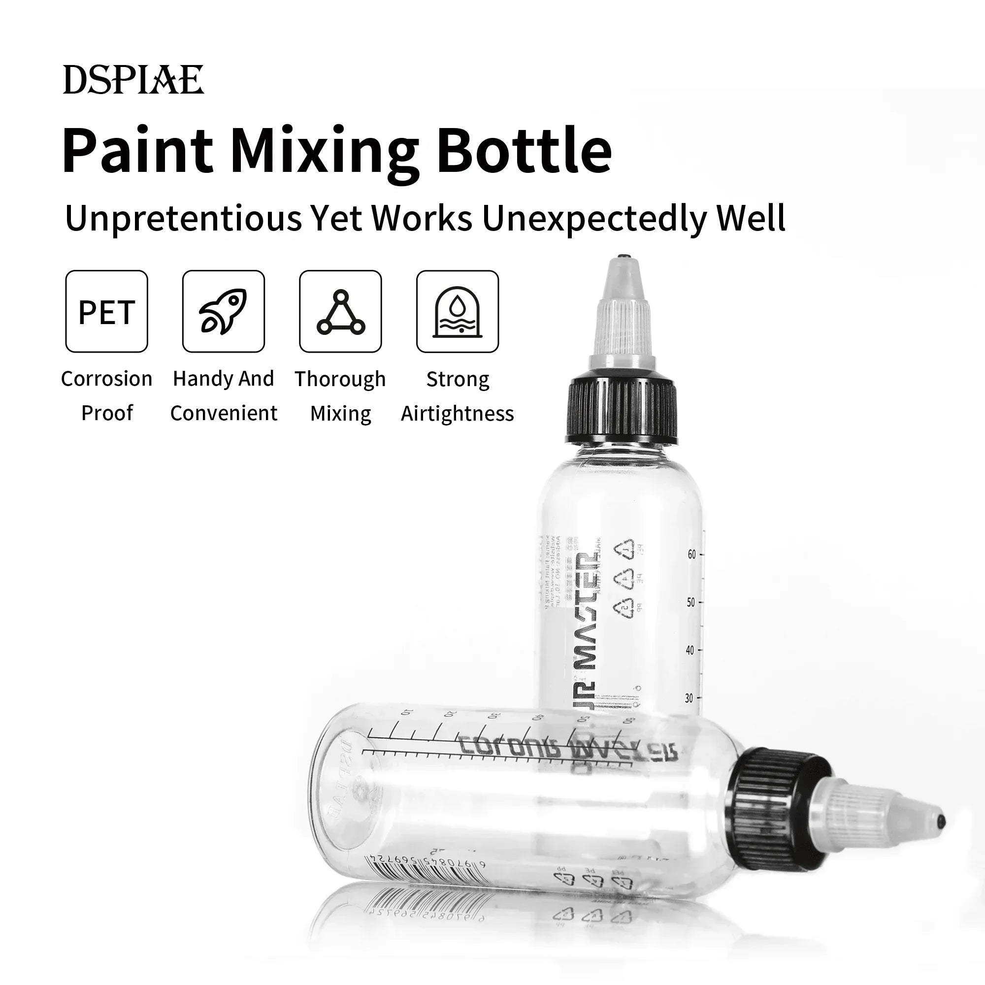 DSPIAE Set of 4 Paint Mixing Bottle 75ml with Shaker Ball MS-B75 - A-Z Toy Hobby