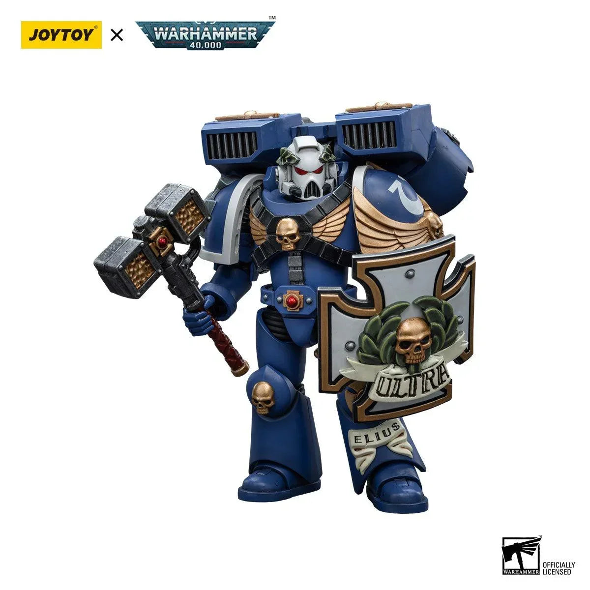 Joy Toy Warhammer 40K Ultramarines Vanguard Veteran with Thunder Hammer and Storm Shield 1/18 Action Figure - A-Z Toy Hobby