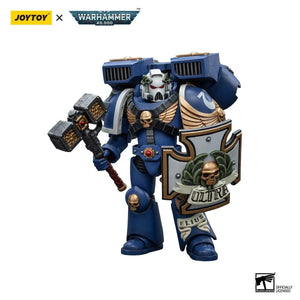 Joy Toy Warhammer 40K Ultramarines Vanguard Veteran with Thunder Hammer and Storm Shield 1/18 Action Figure - A-Z Toy Hobby