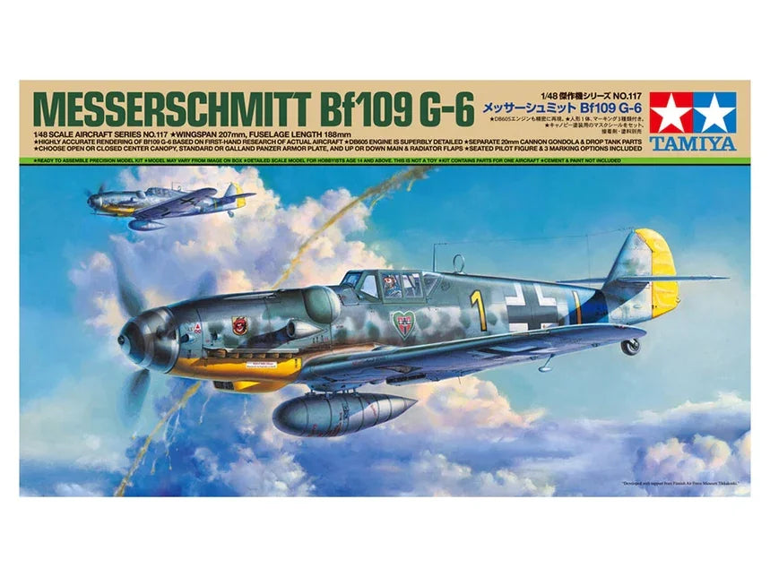 Tamiya 61117 Messerschmitt Bf109 G-6 1/48 Model Kit - A-Z Toy Hobby