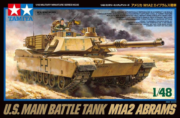 Tamiya 32592 US Main Battle Tank M1A2 Abrams 1/48 Model Kit - A-Z Toy Hobby