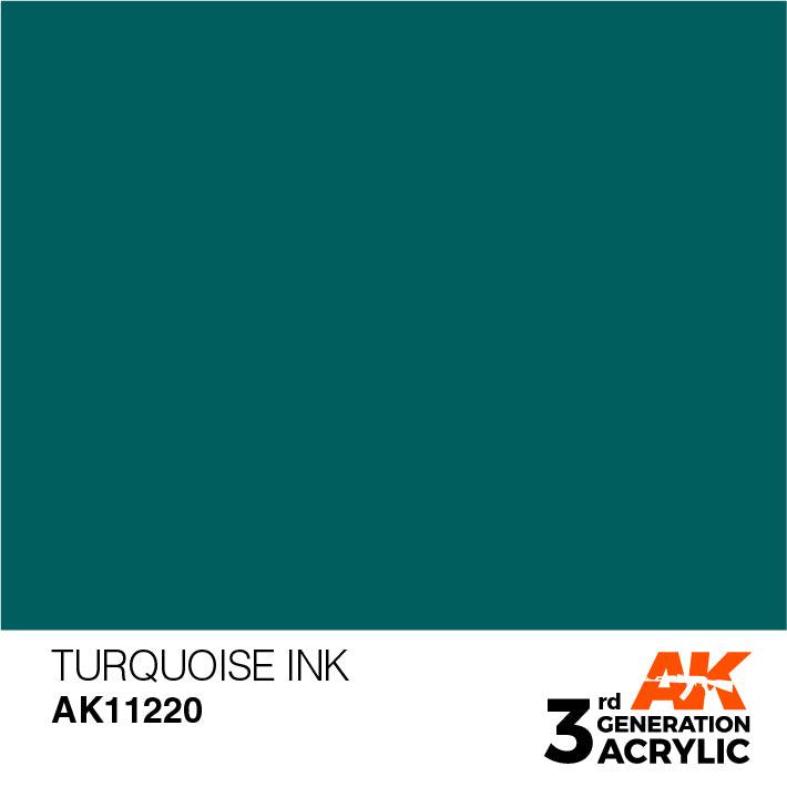 AK Interactive AK11220 3G Turquoise Ink Acrylic Paint 17ml - A-Z Toy Hobby