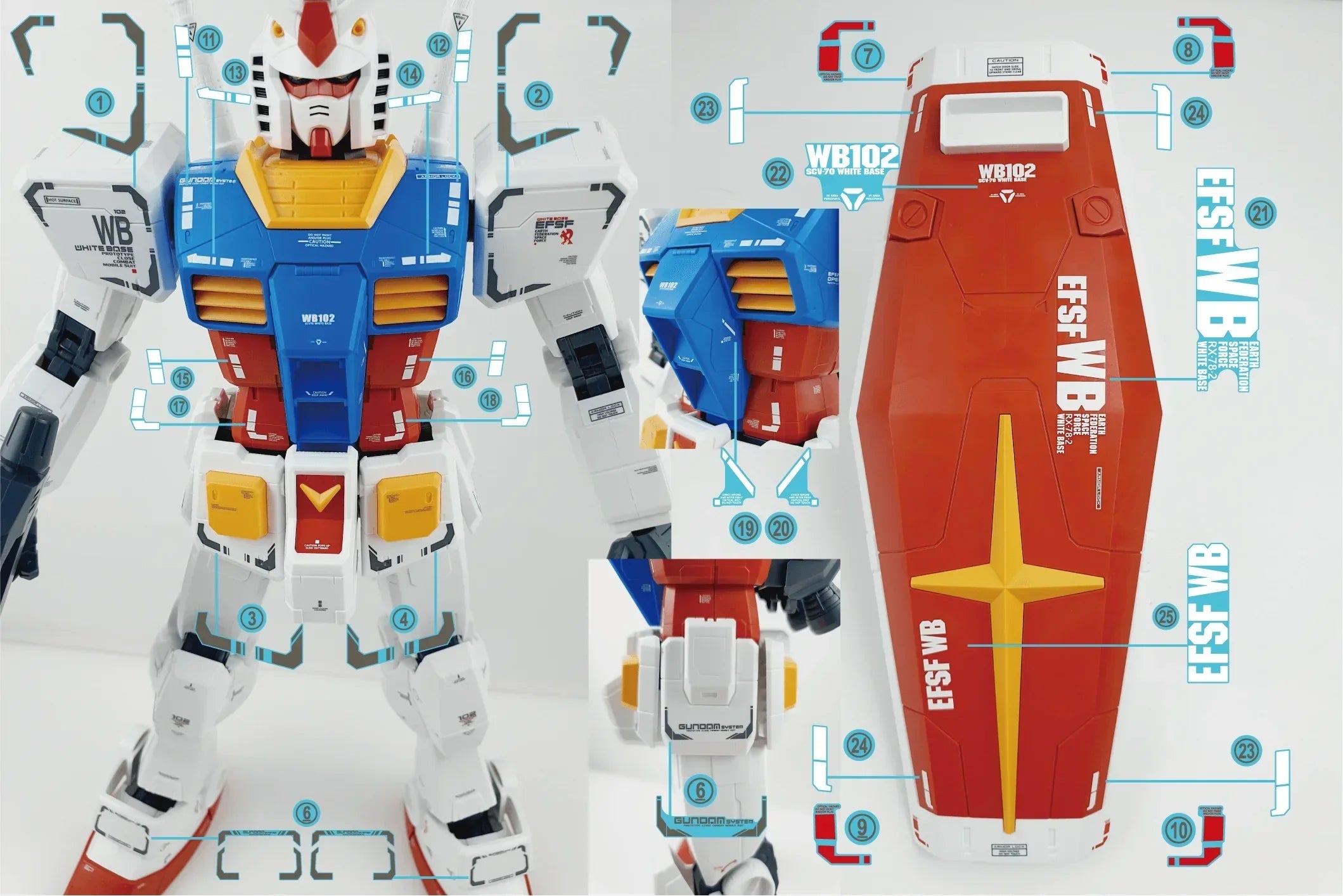 PGU RX-78-2 ガンダム完成品 メタルパーツ DELPI Decal PG UNLEASHED RX-78-2 ver.DELPI GOLD METAL STICKER - DelpiDecal