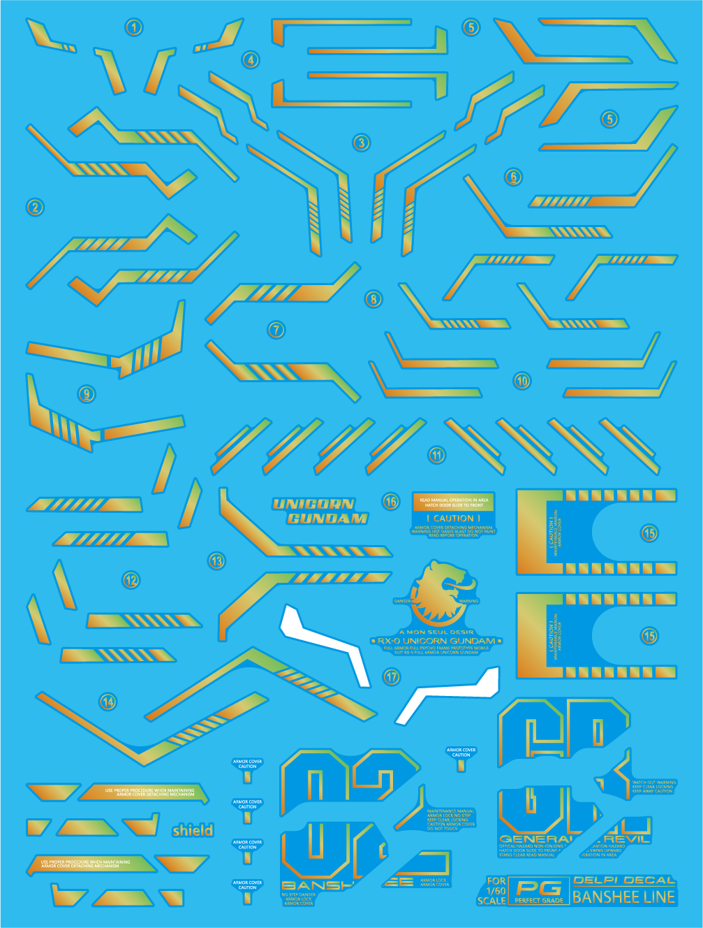 Delpi Gold Holo Additional Line Water Decal For PG Banshee - A-Z Toy Hobby