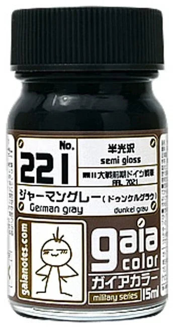 Gaia Notes Military Color 221 German Gray (Dunkel Grau) Lacquer Paint 15ml - A-Z Toy Hobby