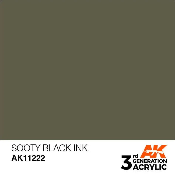 AK Interactive AK11222 3G Sooty Black Ink Acrylic Paint 17ml - A-Z Toy Hobby