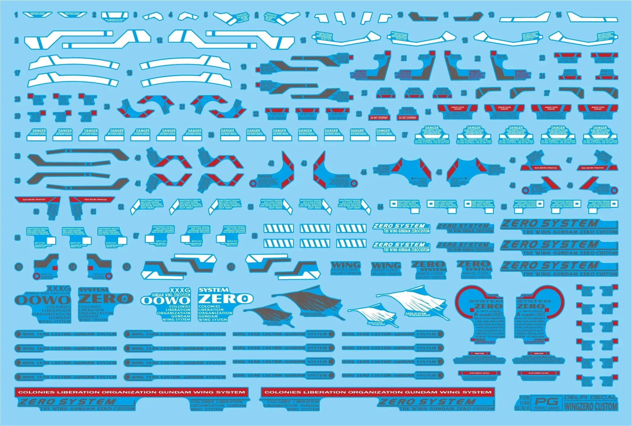 Delpi Water Decal For PG Wing Zero Custom - A-Z Toy Hobby