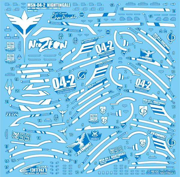 Delpi Water Decal For RE/100 Nightingale - A-Z Toy Hobby