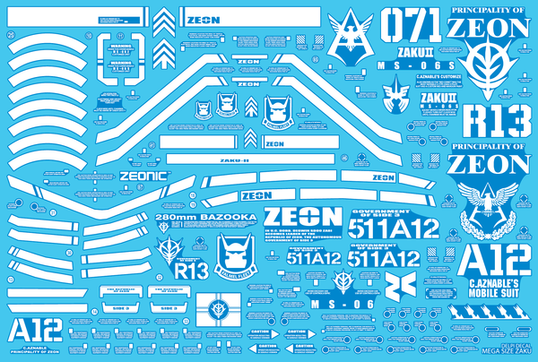 Delpi Water Decal For Mega Size Zaku - A-Z Toy Hobby