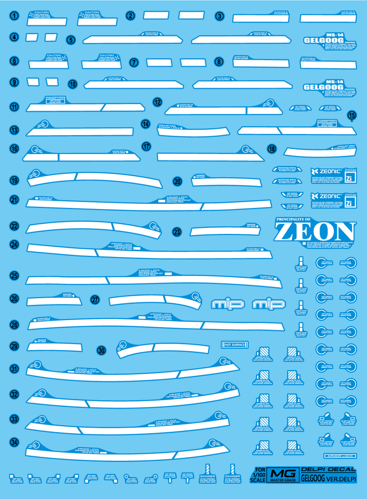 Delpi Water Decal Delpi Ver. For MG Gelgoog - A-Z Toy Hobby