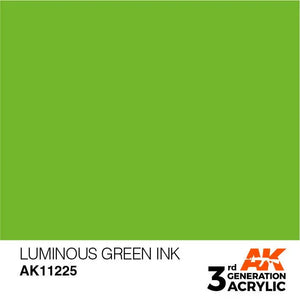AK Interactive AK11225 3G Luminous Green Ink Acrylic Paint 17ml - A-Z Toy Hobby