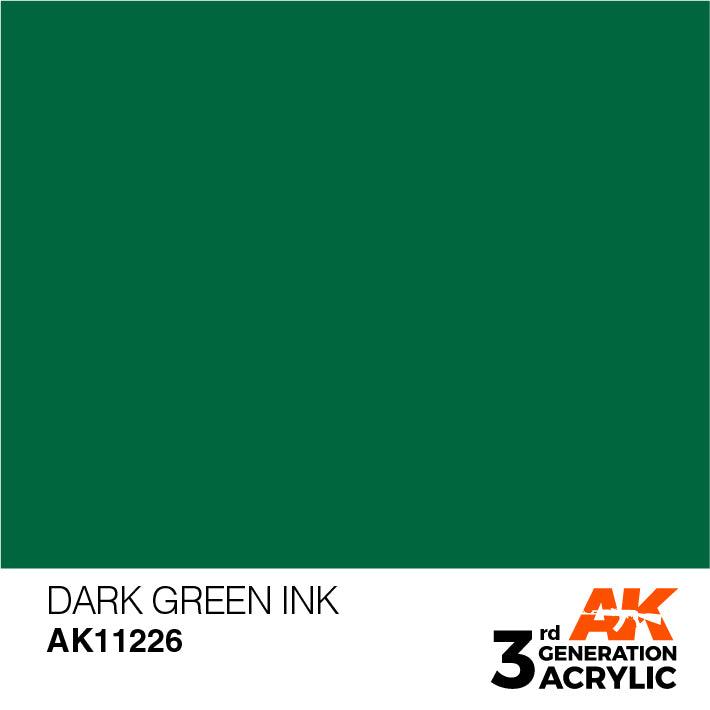 AK Interactive AK11226 3G Dark Green Ink Acrylic Paint 17ml - A-Z Toy Hobby