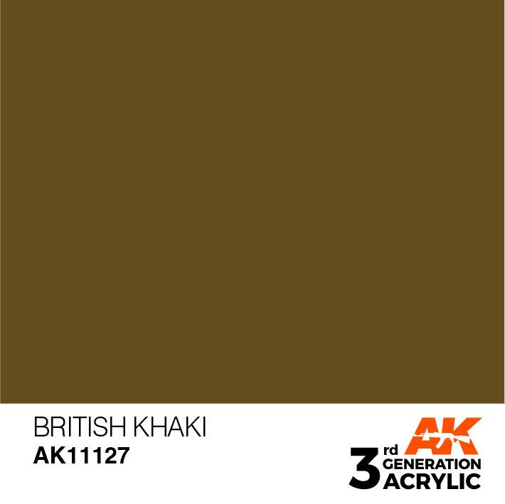 AK Interactive AK11127 3G British Khaki Acrylic Paint 17ml - A-Z Toy Hobby