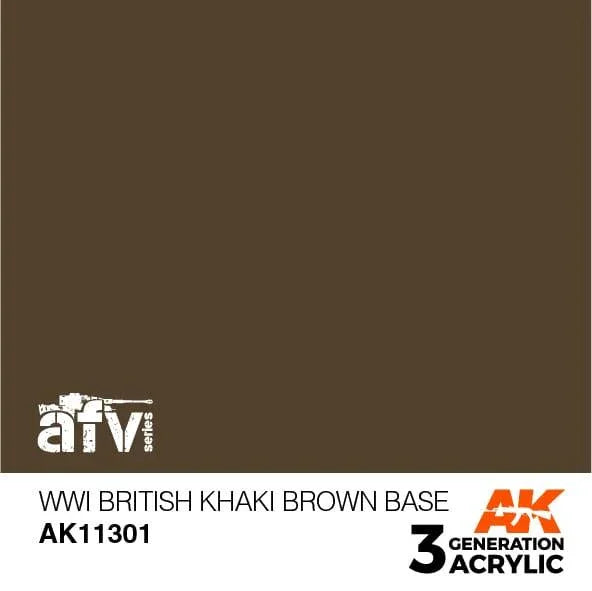 AK Interactive AK11301 3G AFV WWI British Khaki Brown Base Paint 17ml - A-Z Toy Hobby