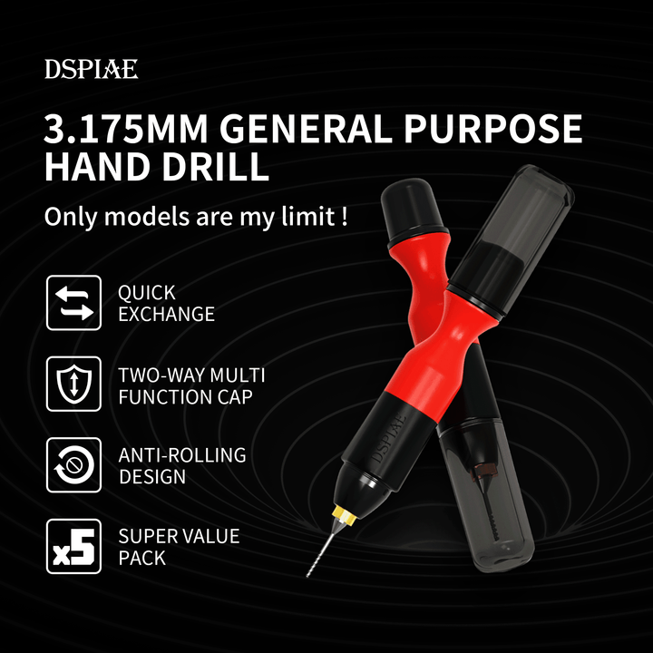 DSPIAE General Purpose Hand Drill Set With 0.5-2.0mm Tungsten Steel Drill Bit PT-HD - A-Z Toy Hobby