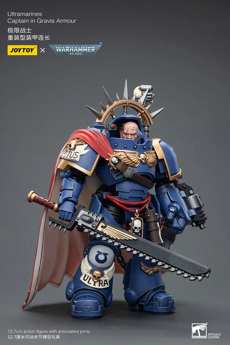 Joy Toy Warhammer 40K Ultramarines Captain in Gravis Armour 1/18 Action Figure - A-Z Toy Hobby