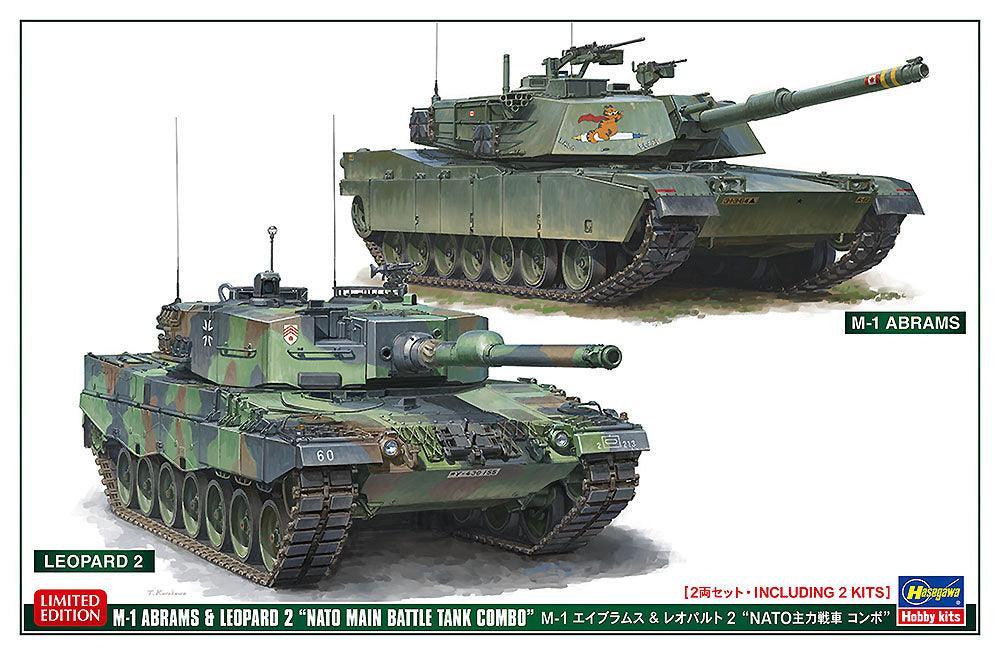 Hasegawa 30069 US M1A1 Abrams & German Leopard NATO MBT Combo 1/72 Model Kit - A-Z Toy Hobby