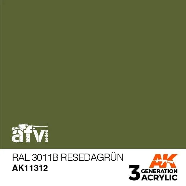 AK Interactive AK11312 3G AFV RAL 6011B Resedagrun Paint 17ml - A-Z Toy Hobby