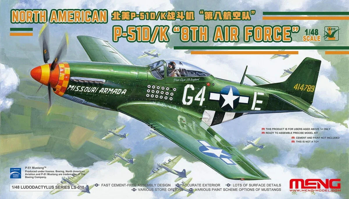Meng LS-010 P-51D/K Mustang 8th Air Force 1/48 Model Kit - A-Z Toy Hobby