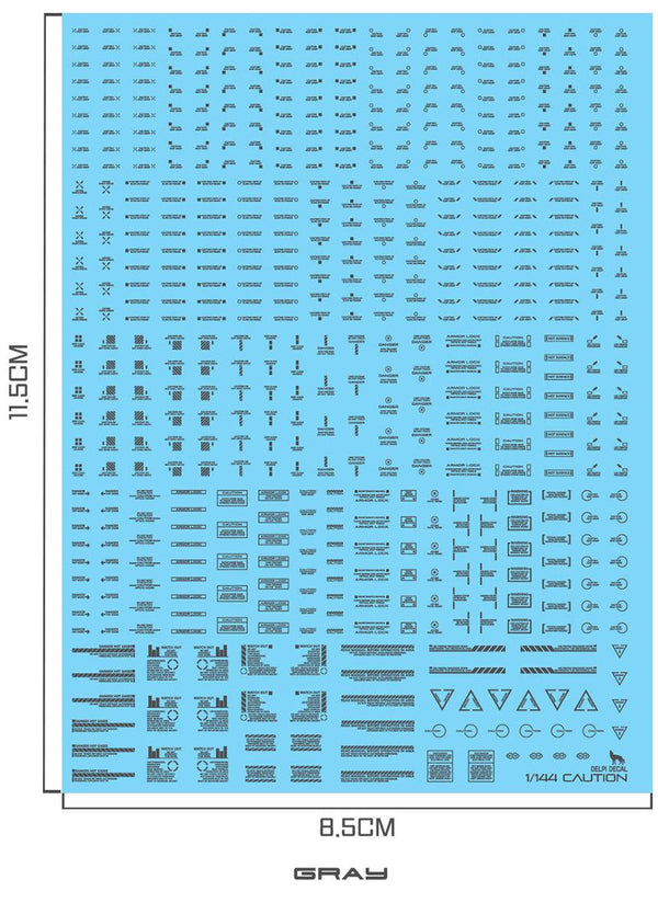 Delpi Mechanical Caution Water Decal for 1/144 (Gray) - A-Z Toy Hobby