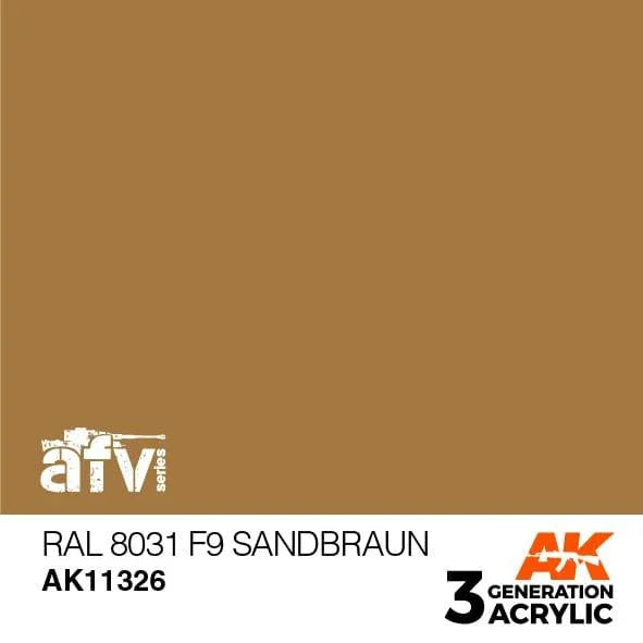 AK Interactive AK11326 3G AFV RAL 8031 F9 Sandbraun Paint 17ml - A-Z Toy Hobby