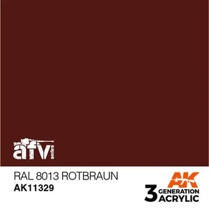 AK Interactive AK11329 3G AFV RAL 8013 Rotbraun Paint 17ml - A-Z Toy Hobby